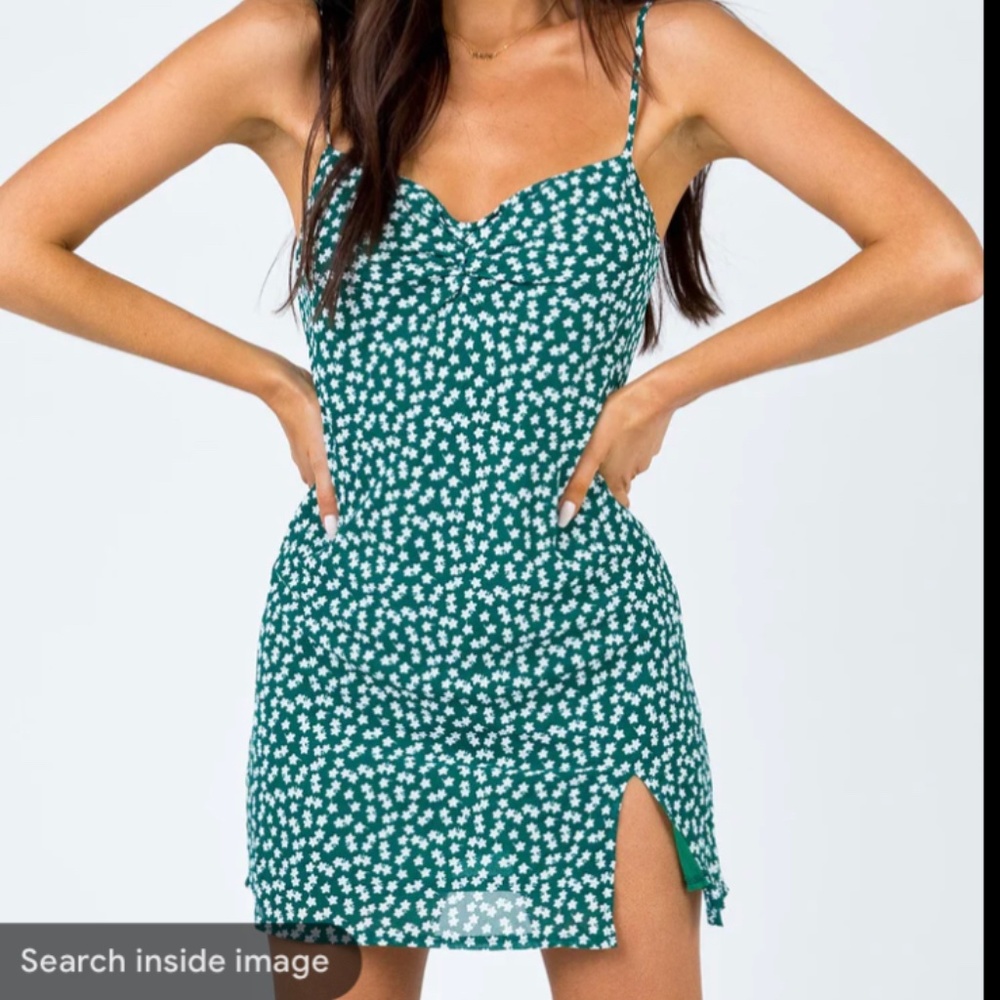 Princess Polly green mini dress floral